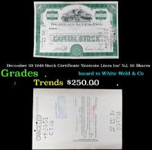 December 30 1949 Stock Certificate 'Seatrain Lines Inc' NJ, 50 Shares Grades