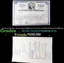 April 4, 1961 New York Central Railroad Company 100 Shares Stock Certificate Grades