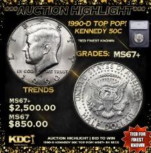 ***Auction Highlight*** 1990-d Kennedy Half Dollar TOP POP! 50c Graded ms67+ By SEGS (fc)