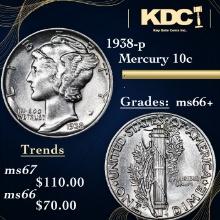1938-p Mercury Dime 10c Grades GEM++ Unc