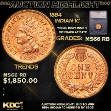 ***Auction Highlight*** 1884 Indian Cent 1c Graded ms66 rb By SEGS (fc)