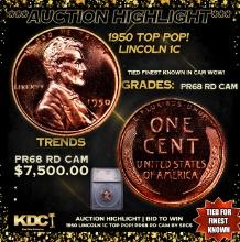 Proof ***Auction Highlight*** 1950 Lincoln Cent TOP POP! 1c Graded pr68 rd cam BY SEGS (fc)