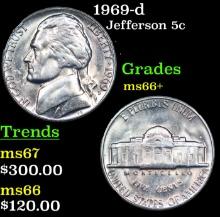 1969-d Jefferson Nickel 5c Grades GEM++ Unc