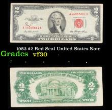 1953 $2 Red Seal United States Note Grades vf++