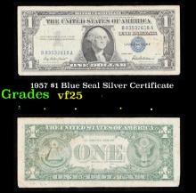 1957 $1 Blue Seal Silver Certificate Grades vf+