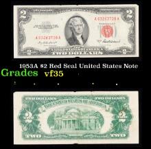 1953A $2 Red Seal United States Note Grades vf++