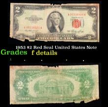 1953 $2 Red Seal United States Note Grades f details