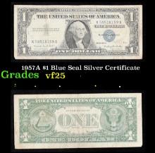 1957A $1 Blue Seal Silver Certificate Grades vf+