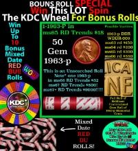 1-10 FREE BU RED Penny rolls with win of this 1963-p SOLID RED BU Lincoln 1c roll incredibly FUN whe