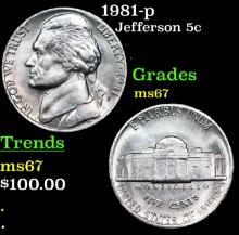 1981-p Jefferson Nickel 5c Grades GEM++ Unc