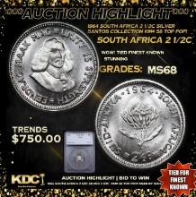 ***Auction Highlight*** 1964 South Africa 2 1/2c Silver Santos Collection KM# 58 TOP POP! Grades GEM