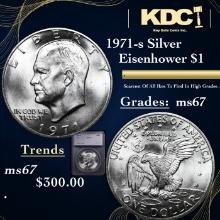 1971-s Silver Eisenhower Dollar $1 Graded ms67 BY SEGS