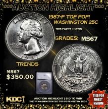 1987-p Washington Quarter TOP POP! 25c Graded ms67 By SEGS