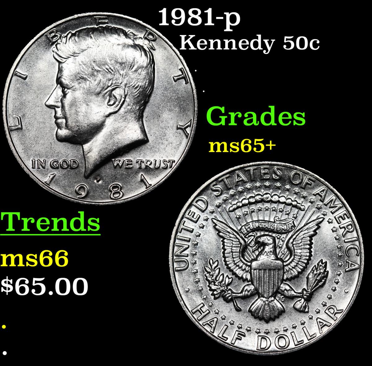 1981-p Kennedy Half Dollar 50c Grades GEM+ Unc