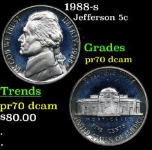 Proof 1988-s Jefferson Nickel 5c Graded pr70 dcam By SEGS