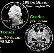 Proof 1992-s Silver Washington Quarter 25c Graded pr70 dcam By SEGS