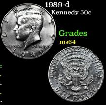 1989-d Kennedy Half Dollar 50c Grades Choice Unc