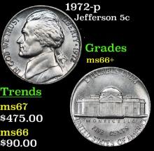 1972-p Jefferson Nickel 5c Grades GEM++ Unc