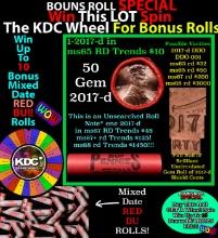 1-10 FREE BU RED Penny rolls with win of this 2017-d SOLID RED BU Lincoln 1c roll incredibly FUN whe