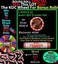 1-10 FREE BU RED Penny rolls with win of this 2010-d SOLID RED BU Lincoln 1c roll incredibly FUN whe
