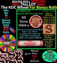 INSANITY The CRAZY Penny Wheel 1000s won so far, WIN this 1968-s BU RED roll get 1-10 FREE
