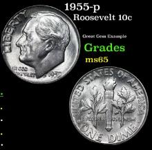 1955-p Roosevelt Dime 10c Grades GEM Unc