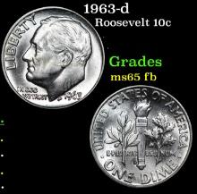1963-d Roosevelt Dime 10c Grades Gem++ Full Bands