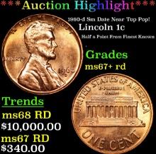 ***Auction Highlight*** 1960-d Sm Date Lincoln Cent Near Top Pop! 1c Graded GEM++ RD By USCG (fc)