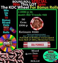 CRAZY Penny Wheel Buy THIS 1996-p solid Red BU Lincoln 1c roll & get 1-10 BU Red rolls FREE WOW
