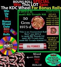 CRAZY Penny Wheel Buy THIS 1975-d solid Red BU Lincoln 1c roll & get 1-10 BU Red rolls FREE WOW