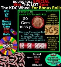CRAZY Penny Wheel Buy THIS 1965-p solid Red BU Lincoln 1c roll & get 1-10 BU Red rolls FREE WOW