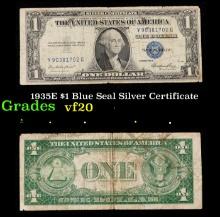 1935E $1 Blue Seal Silver Certificate Grades vf, very fine