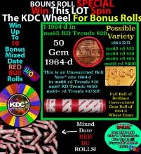 CRAZY Penny Wheel Buy THIS 1964-d solid Red BU Lincoln 1c roll & get 1-10 BU Red rolls FREE WOW Grad