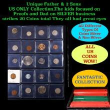 Unique Father & 2 Sons US ONLY Collection,The kids focused on Proofs and Dad on SILVER business stri