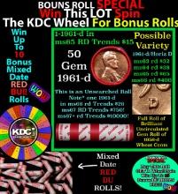 CRAZY Penny Wheel Buy THIS 1961-d solid Red BU Lincoln 1c roll & get 1-10 BU Red rolls FREE WOW Grad