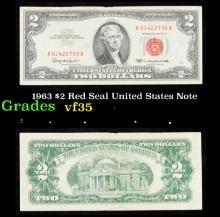 1963 $2 Red Seal United States Note Grades vf++