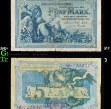 1904 Germany (Imperial) 5 Marks Banknote P# 8a Grades vf++