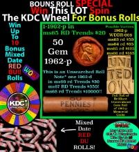 CRAZY Penny Wheel Buy THIS 1962-p solid Red BU Lincoln 1c roll & get 1-10 BU Red rolls FREE WOW Grad