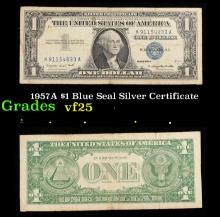 1957A $1 Blue Seal Silver Certificate Grades vf+