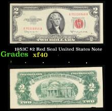 1953C $2 Red Seal United States Note Grades xf