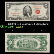 1963 $2 Red Seal United States Note Grades Choice AU