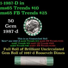 BU Shotgun Roosevelt 10c roll, 1987-d 50 pcs Bank Wrapper $5