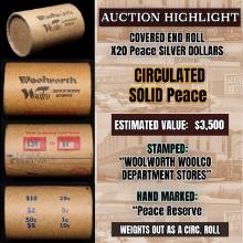 High Value! - Covered End Roll - Marked " Peace Reserve" - Weight shows x20 Coins (FC)