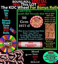 CRAZY Penny Wheel Buy THIS 1977-d solid Red BU Lincoln 1c roll & get 1-10 BU Red rolls FREE WOW