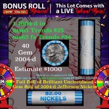 1-5 FREE BU Nickel rolls with win of this 2004-d Peace SOLID BU Jefferson 5c roll incredibly FUN whe