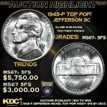***Auction Highlight*** 1945-p Jefferson Nickel TOP POP! 5c Graded GEM++ 5fs BY USCG (fc)