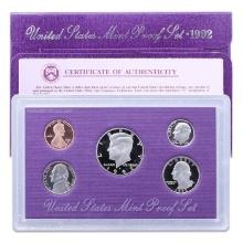 1992  United States Mint Proof Set 5 coins No Outer Box