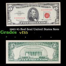 1963 $5 Red Seal United States Note Grades vf++