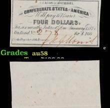 1861 Confederate States Four Dollars Note Grades Choice AU/BU Slider