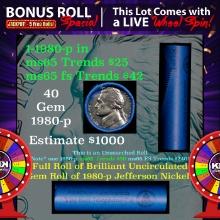 INSANITY The CRAZY Nickel Wheel 1000s won so far, WIN this 1980-p BU  roll get 1-5 FREE